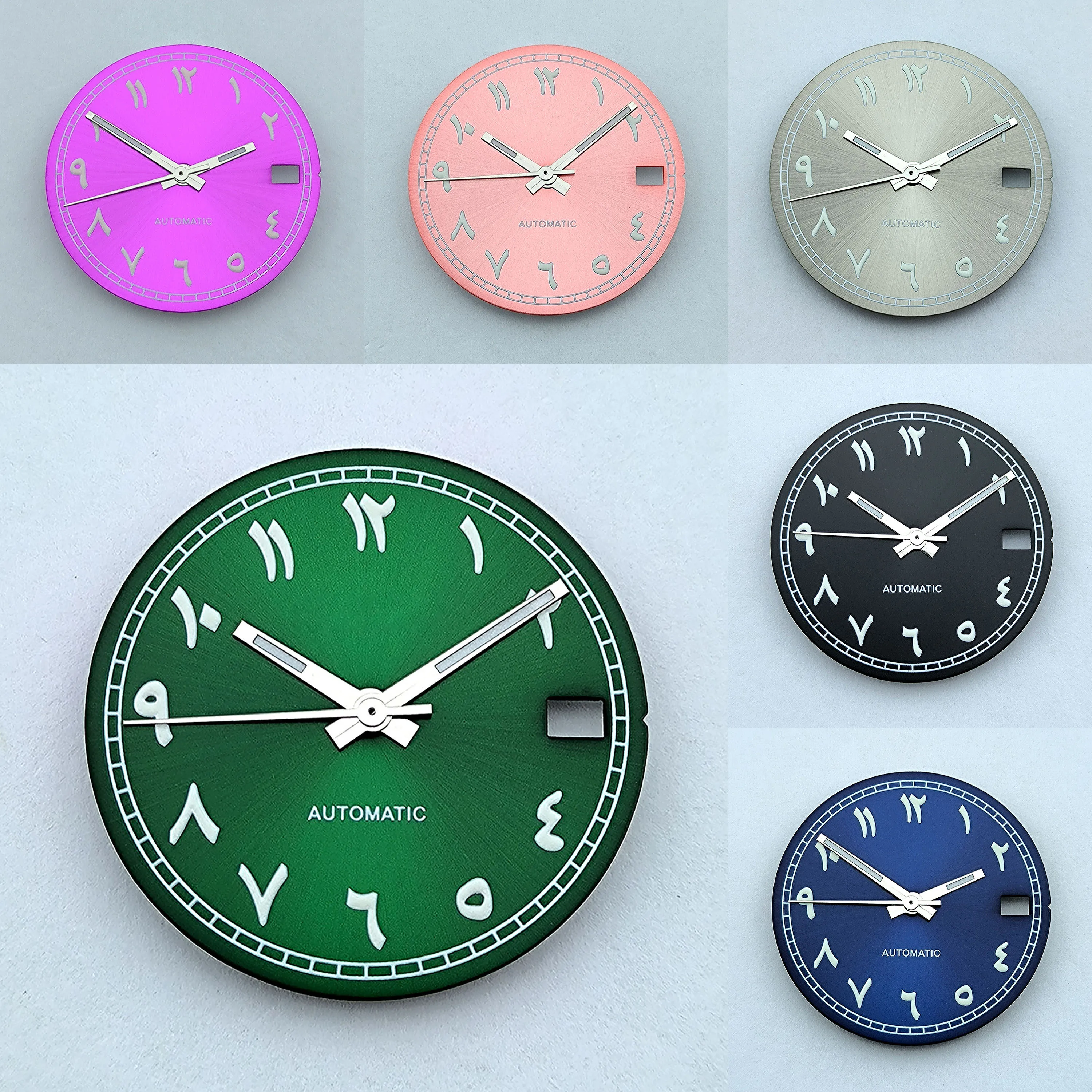 

NH35 dial green luminous S dial Arabic letters dial 28.5mm fit NH35 NH36 movements watch accessories repair tool