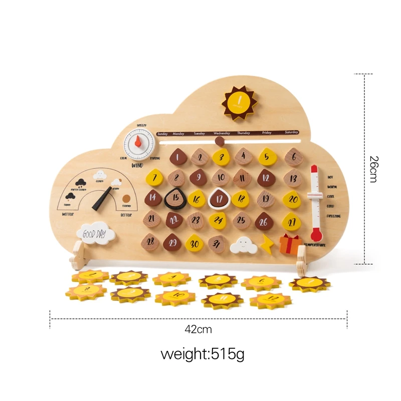 Montessori Wooden Toys Baby Learning Toy Cartoon Cloud Calendar Board Date  Month Season Weather Cognitive Toys For Children Gift - AliExpress
