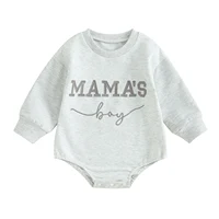 Citgeett Spring Infant Baby Girls Boys Autumn Bodysuit Gray Long Sleeve Letter Embroidery Casual Jumpsuit Clothes 6