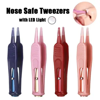 1PC Baby Dig Booger Clip Infants Clean Ear Nose Navel Safety Tweezers Safe Forceps Cleaning Supplies Forceps With LED Light 1