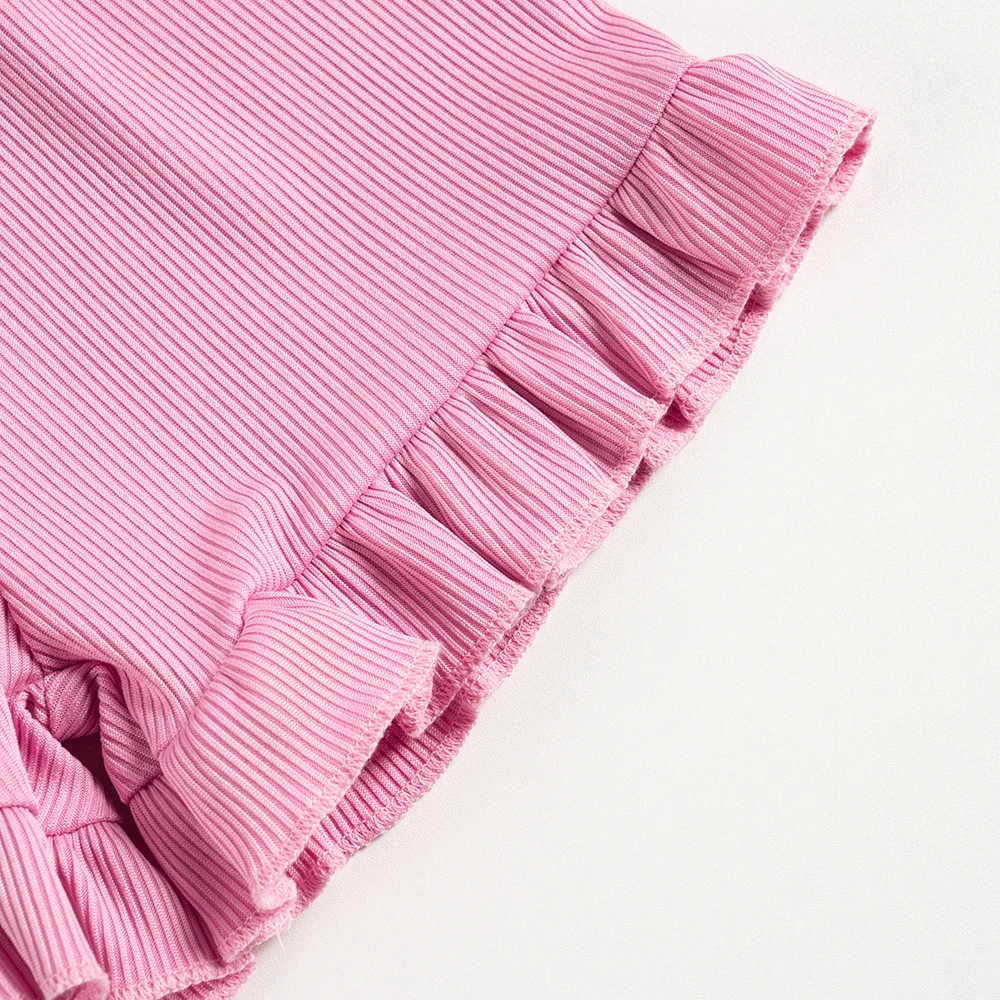 Girls Summer Suit Solid Color Short Sleeve Shorts 2PCS