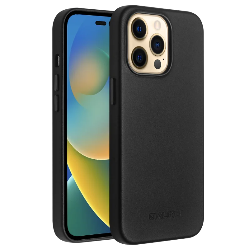2022 New QIALINO Genuine Leather Slim Phone Case for iPhone 14/14 Pro Handmade Anti-knock Back Cover for iPhone 14 plus/14promax