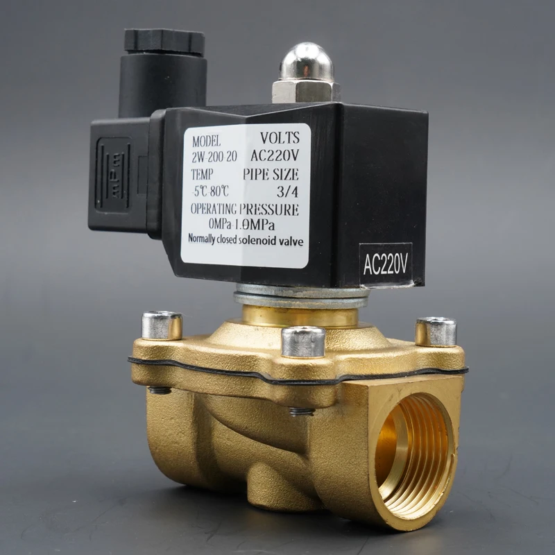 Elettrovalvola 1/2" In Ottone 220V AC - Normalmente Chiusa, Per Controllo Acqua, Resistente E Durevole - copertina