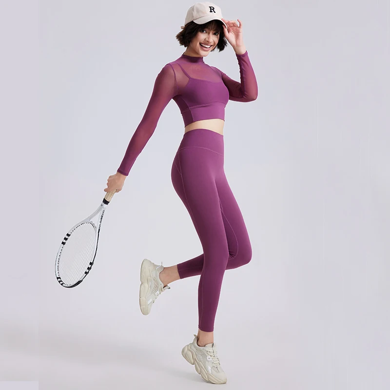 Fitness Yoga Set Women Solid Color Gym Suit Super Stretch Breathable Running Sportswear Female Workout Clothes Two Pieces