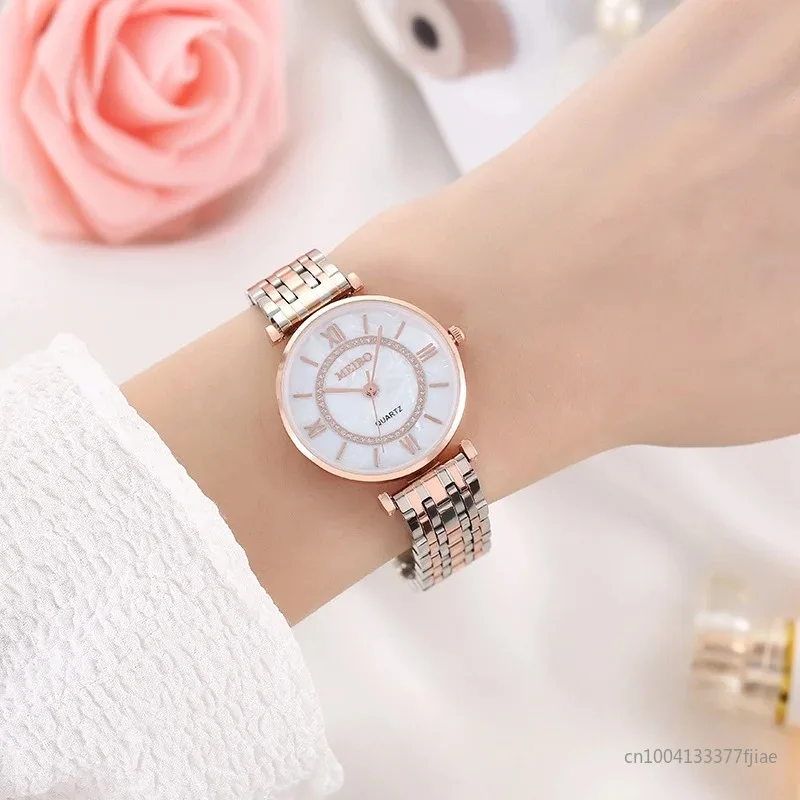 

Часы наручные женские кварцевые со стразами, люксовые брендовые модные стальные, с браслетом