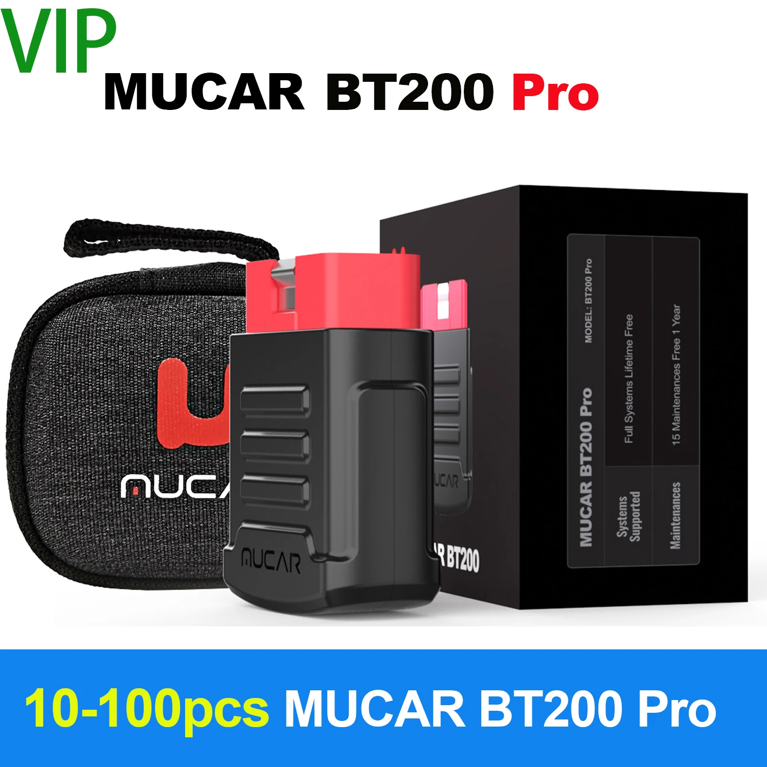 

VIP 10-100pcs Wholesale MUCAR BT200/BT200 Pro OBD2 Diagnostic Tool Full System Diagnosis scanner for all cars Support 15 Reset