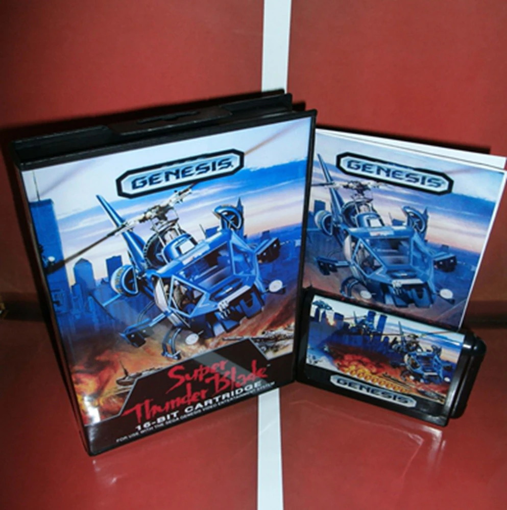

Super Thunder Blade с коробкой и ручным картриджем для 16-битной игровой карты Sega MD, Megadrive Genesis system