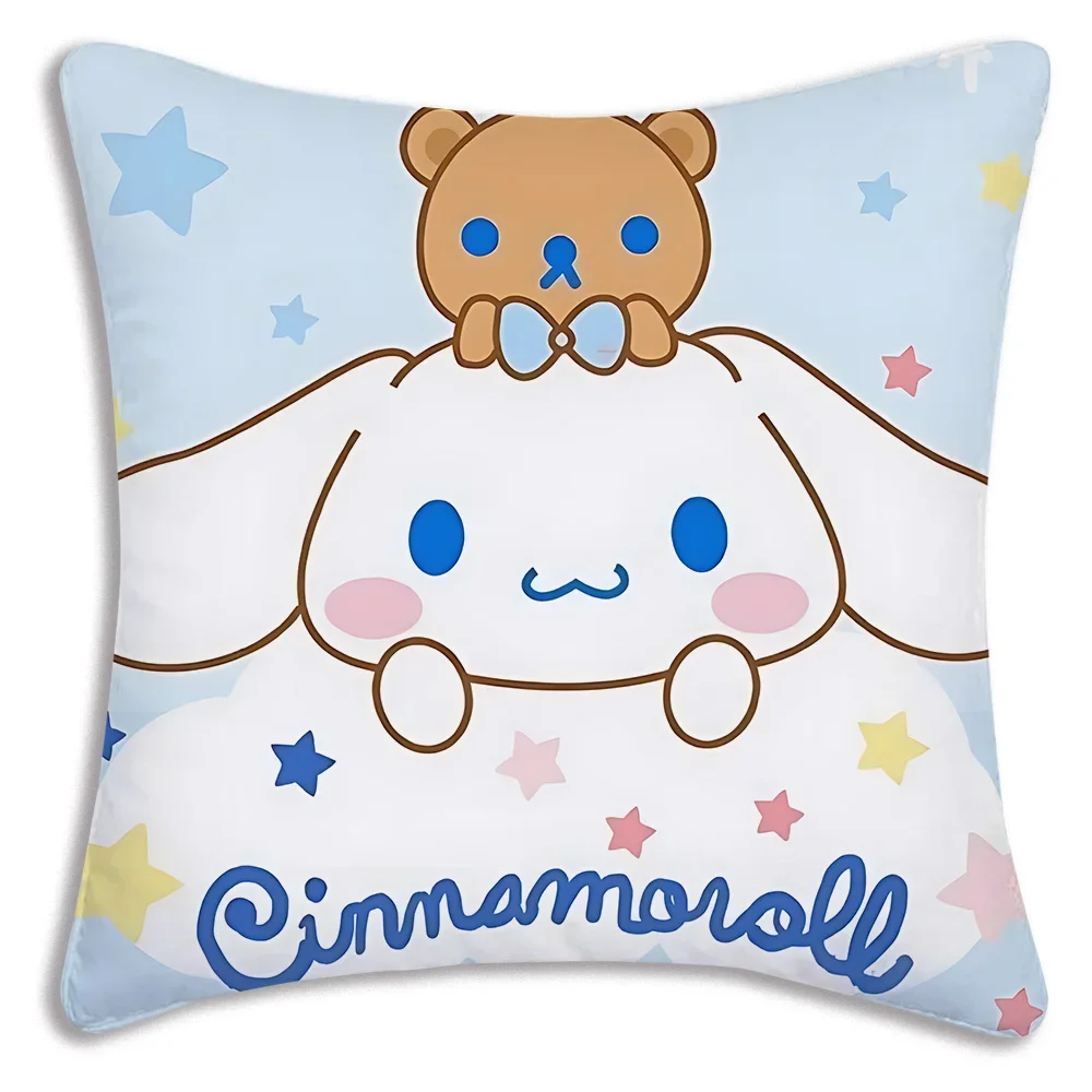 Kawaii Cinnamoroll Sanrios Pillow Covers Cartoon Sofa Decorative Home Double-sided Printing Short Plush Cute Cushion Cover