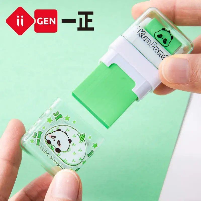 Pencil Eraser 3pcs Creative Cute Animal Kun Panda Roller Eraser Cartoon 2 in 1 Eraser Kids School Office Correction Rubber Supplies
