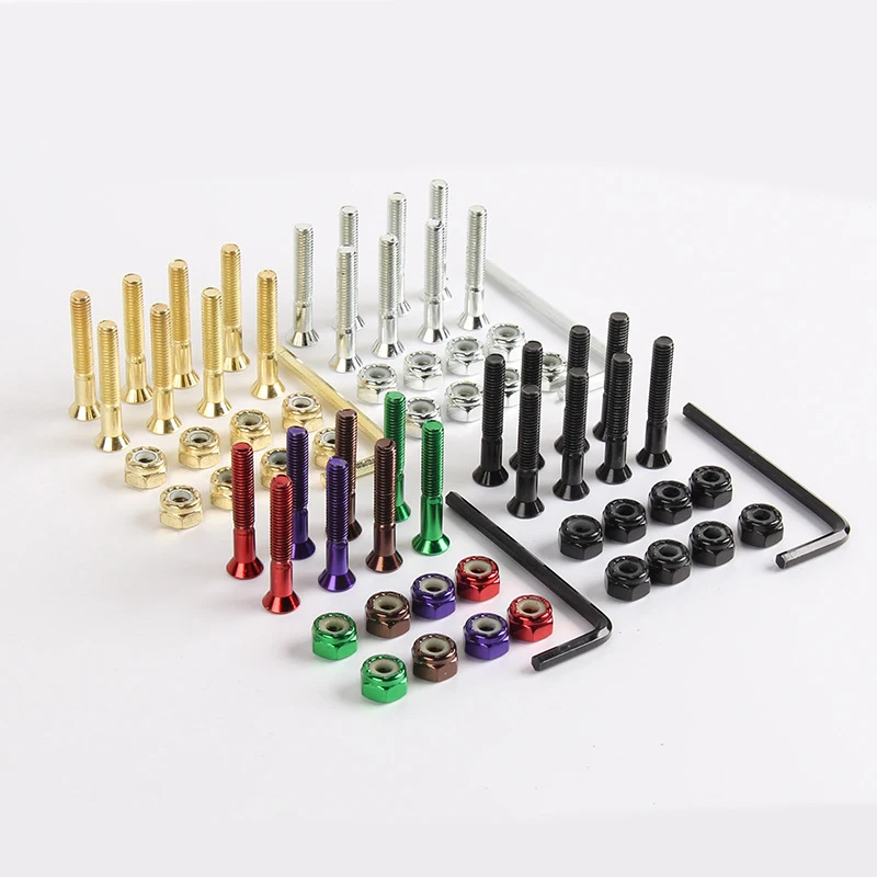Skateboard Trucks Screws Hardwares M5x25/29/32/38/44/50mm Mounting Bolts Anti-rust Carbon Steel Durable Bridge Nails Nuts 8Pcs