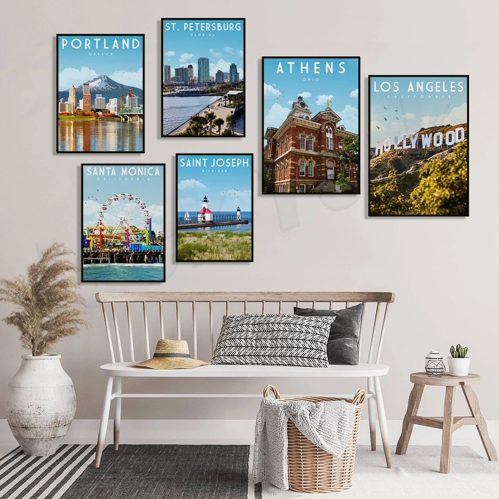 Destin, Salt Lake City, Cincinnati, Santa Monica, Ca, Knoxville, Tn, Orlando, Portland Or, Mount Hood, Byrd Va Travel Poster