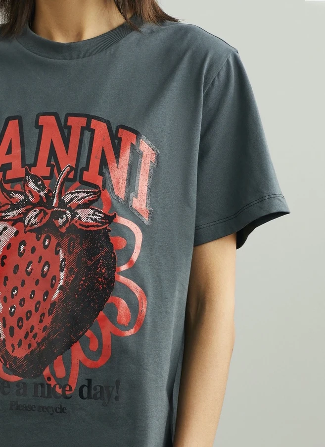 

Strawberry Letter Print Tees Shirt Woman Clothes O-Neck Short Sleeve Tshirt Tops Female Fashion New Chic Cotton T-Shirt Summer