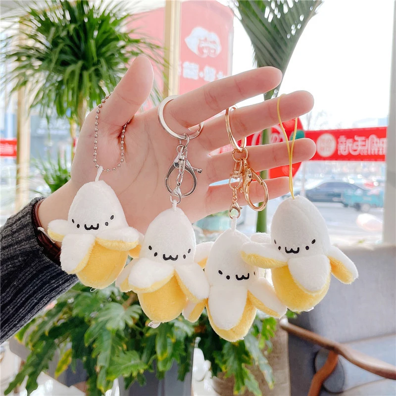 

1Pc Cartoon Plush Banana Keychain On Backpack Hairy Banana Pendant For Unisex Kid Toy Doll Key Chain Bag Car Keyring Gift