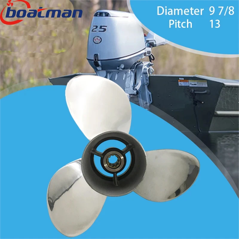 

BoatMan 9 7/8X13 Stainless Steel Propeller For Honda BF25HP 30HP Outboard Motor 10 Tooth Engine Boat Accessories Marine Parts RH