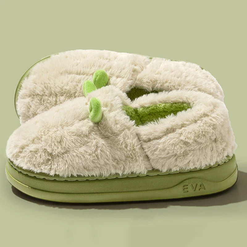 Lightweight Cute Women's Cotton Slippers Indoor Warm Thick Sole Fluffy Slippers Women Comfortable Non Slip Home Cotton Shoes