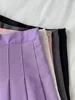 2024 New Black Skirt Female Summer High Waist gothic Anti-Glare A-Line Pleated Skirt Short Skirt Purple Ins Tide Ulzzang Skirt 5