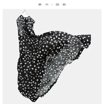100% Linen Sleeveless Polka Dot Dress, Loose-Fitting and Slimming Long Dress 1