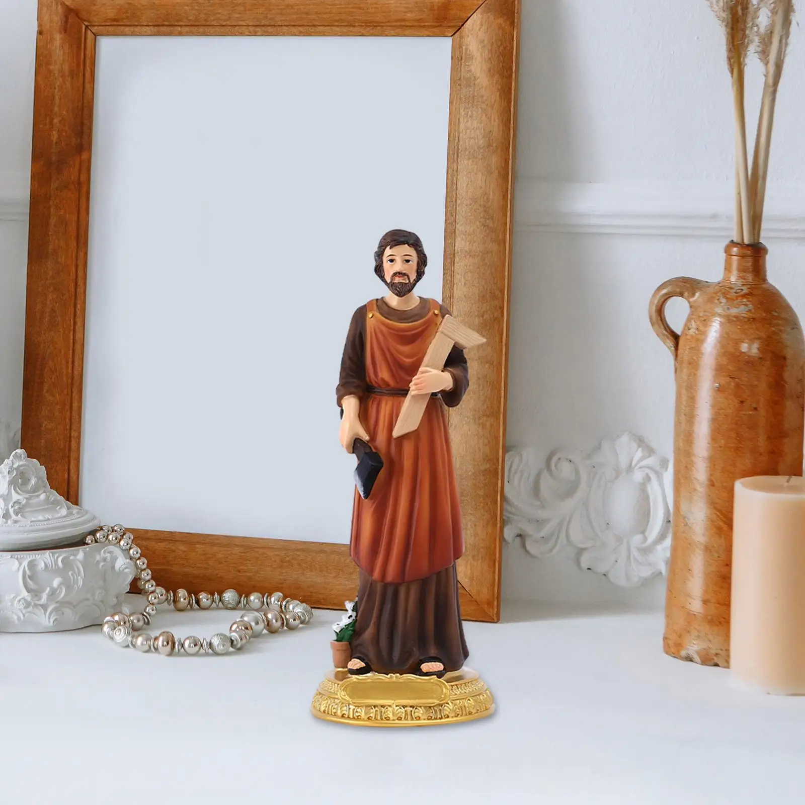 ST Joseph Statue Saint Joseph Figurine Christian Decorative Indoor Decoration Catholic Decor Ornament Sculpture Worker Figure