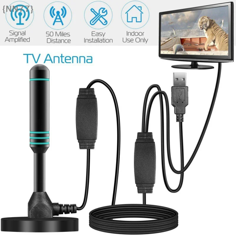 【NN77】신호 증폭기가 있는 디지털 TV 안테나 480+ 마일 실내외 안테나 마그네틱 베이스 VHF UHF 디지털 안테나【W7】