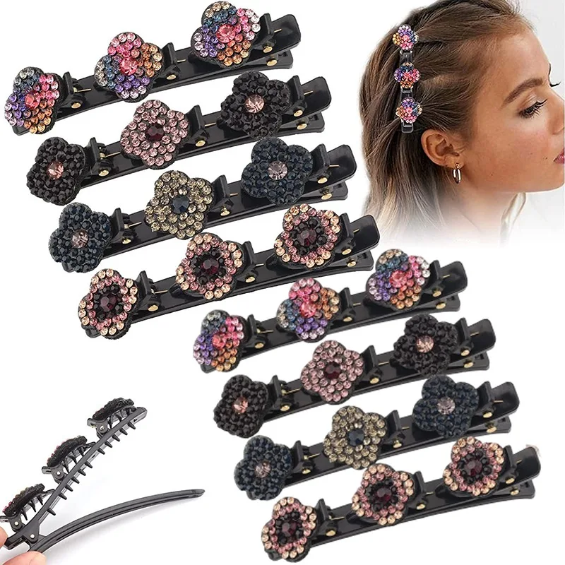 

4/8/10Pcs New Fashion Sparkling Crystal Stone Braided Hair Clips for Women Girl Clip Bangs Side Barrettes Hair Accessories