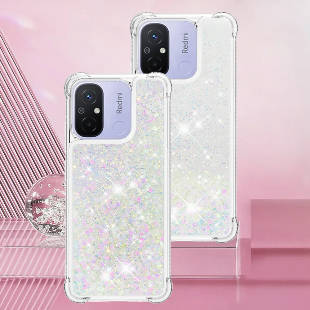 Sparkling Liquid Quicksand Phone Case with Clear Dynamic Glitter Design