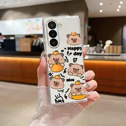 Transparent Soft Phone Cover with Cute Capybara Design - Galaxy Z Fold4 (Mix01)