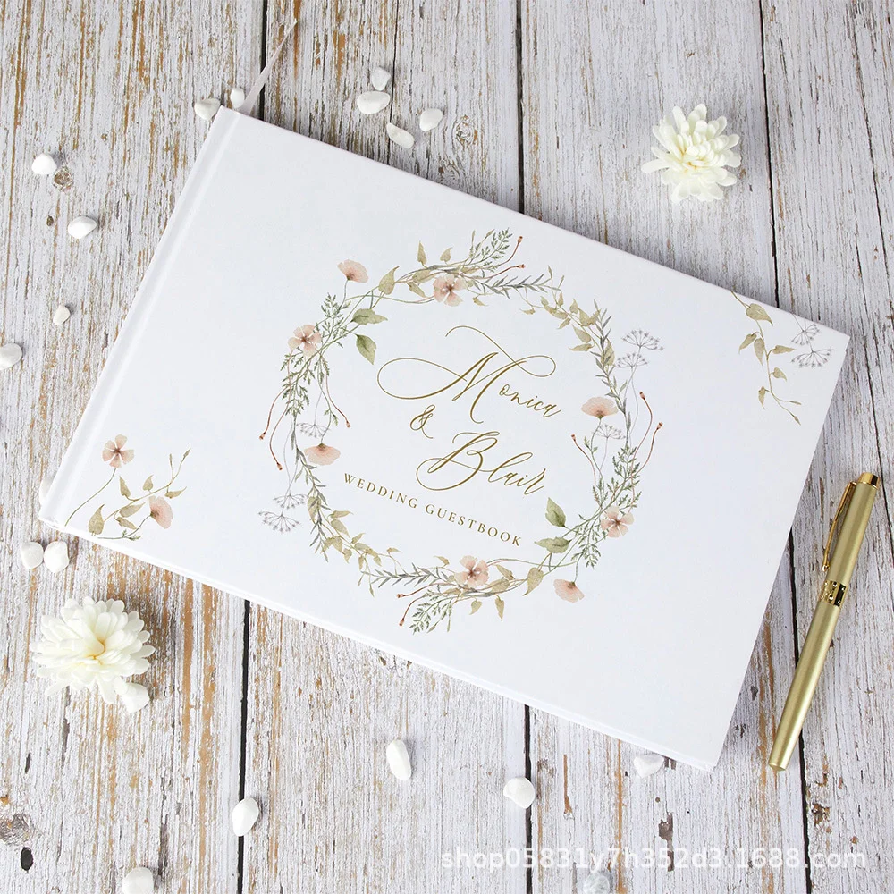 Description Picture 4 of itemPersonalized Guest Book for Wedding White Nobles Message Photo Album Simple Elegant Horizontal Keepsake Book Signature Book