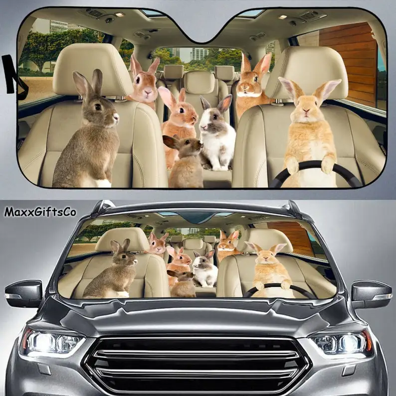 

Rabbit Car Sun Shade, Rabbit Windshield, Family Sunshade, Rabbit Car Accessories, Car Decoration, Gift For Dad, Mom