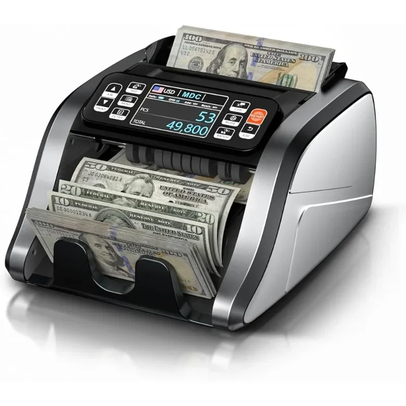 

Mixed Denomination Money Counter Machine,Value Counting,UV/MG/IR/DD Counterfeit Detection,3.5" TFT Display Cash Counting Machine
