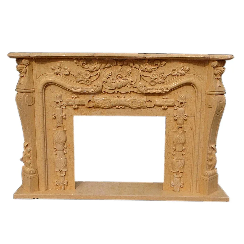 Description Picture 3 of itemMarble Fireplace SetNatural Stone Modern  MarbleMantels Surround Decorative Freestanding Fireplace Polished