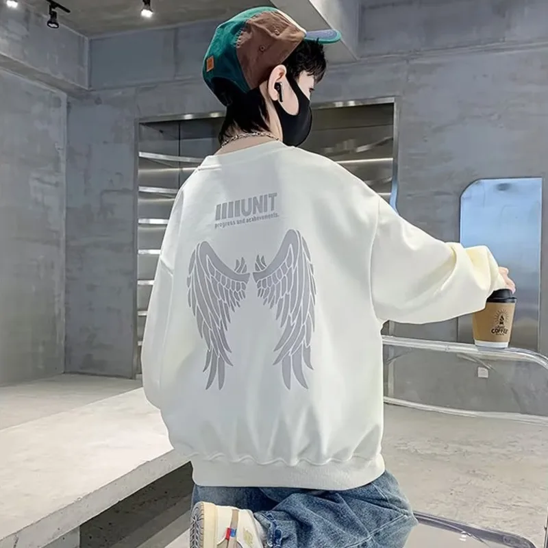 Kids Sweater Boys' Sweater Spring and Autumn Style Mid sized Children's Autumn Top Boys' Bottom Shirt Fashionable