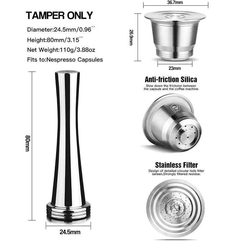 iCafilas  Refillabe Coffee Capsule For Nespresso Stainless Steel Coffee Filters Crema — view 2