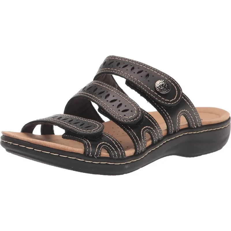 

2024Summer New Vintage Open Toe Flat Women Casual Slippers Outdoor Beach Shoes Woman Platform Sandals