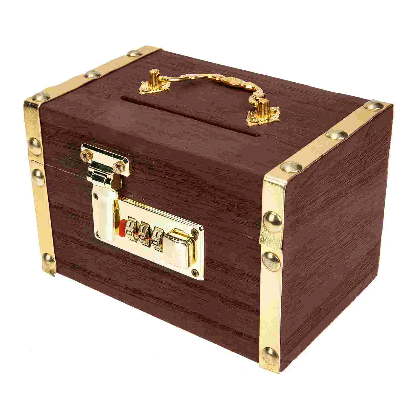 

Imikeya Piggy Bank Vintage Treasure Box Wood Chest Rustic Small Wooden Decorative Coin Money Saver Storage Wedding Gift