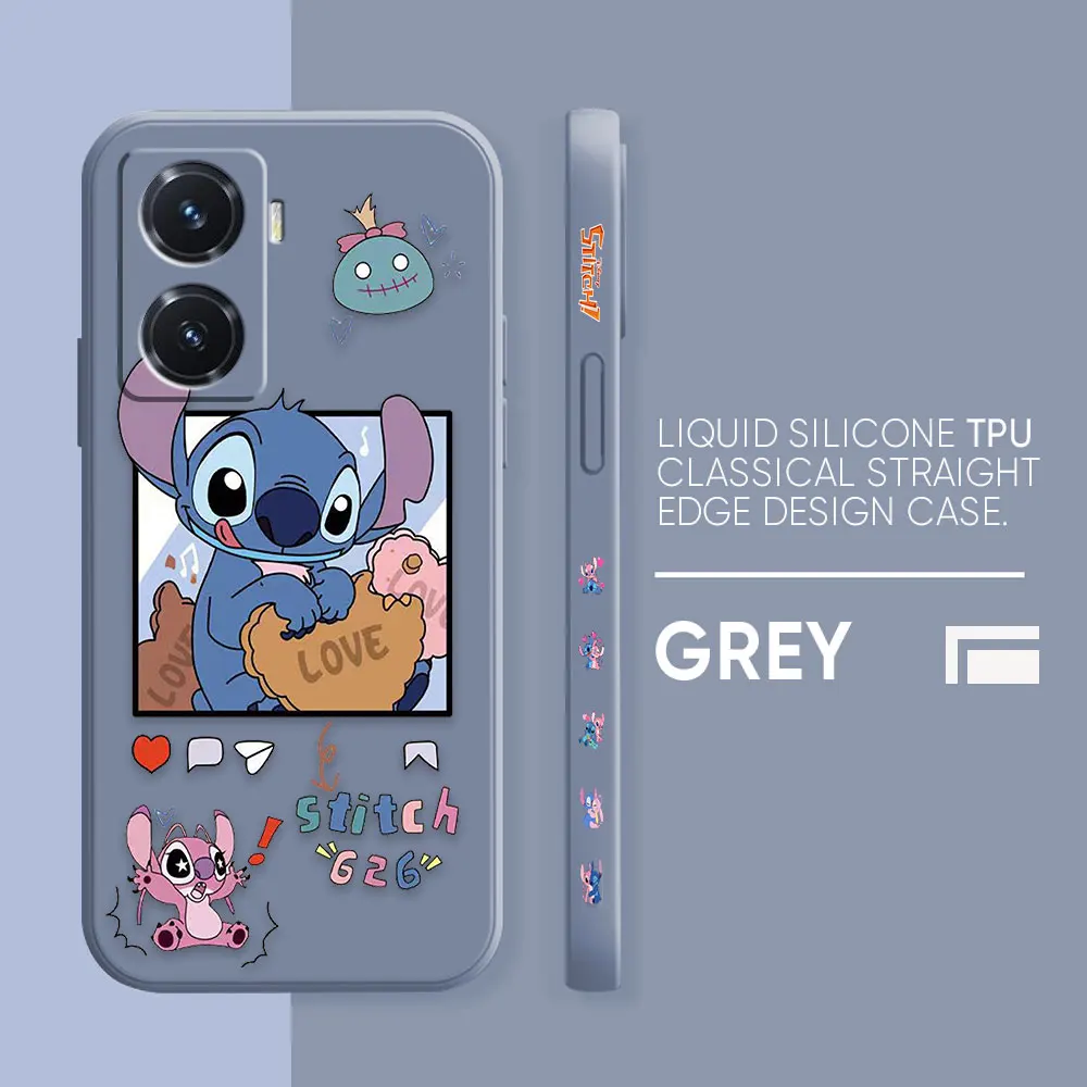 thumbnail image 1 of Case For VIVO Y55 Y52S Y53S Y66 Y55S Y73S 5G Y85 Y93 Y76 Y91 Colour Simple Liquid Silicone Capa Case Cartoon Lilo & Stitch Angel, 1 of 5