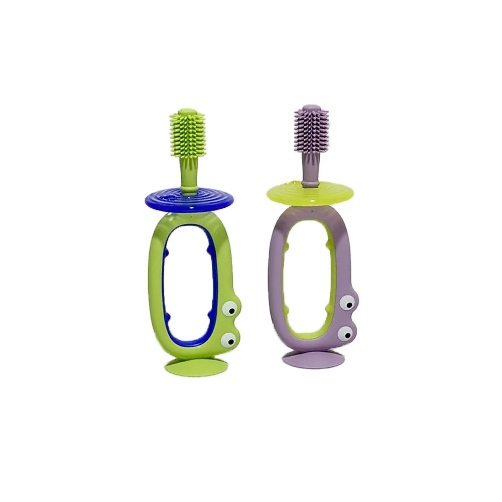 New Soft Food Grade Silicone Newborn Baby Crocodile Training Toothbrush for Protect Baby Mouth Silicone Clean Tool