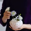 Flower Hydrangea Ceramic Vase Desk Decoration Flowers Arrangement Artificial Flower Decorative Floral Vases Room Aesthetic Decor 3