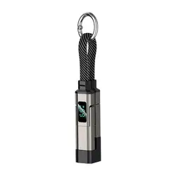 Compact 4 - in - 1 65W Keychain Charging Cable with Display (Black)
