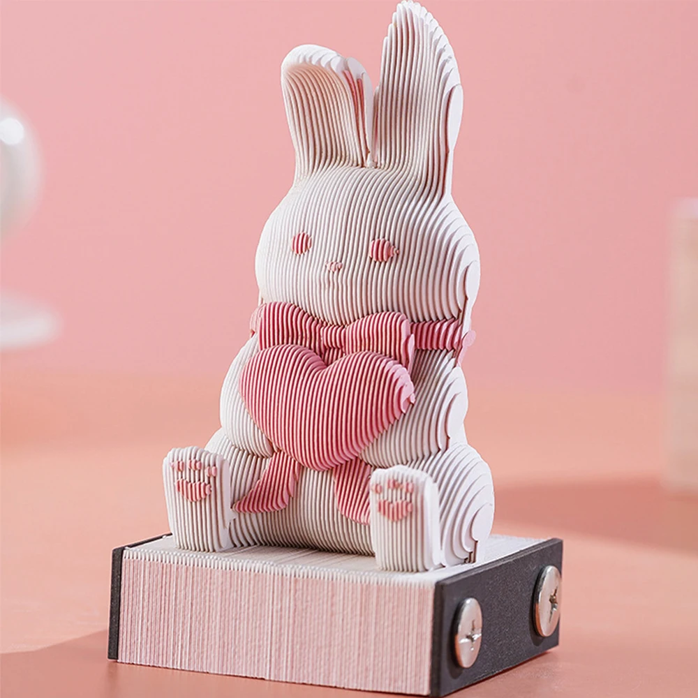 3D 귀여운 토끼 메모 패드 노트, 종이 노트, 귀여운 책상 장식 액세서리, 입체 토끼 메모 패드