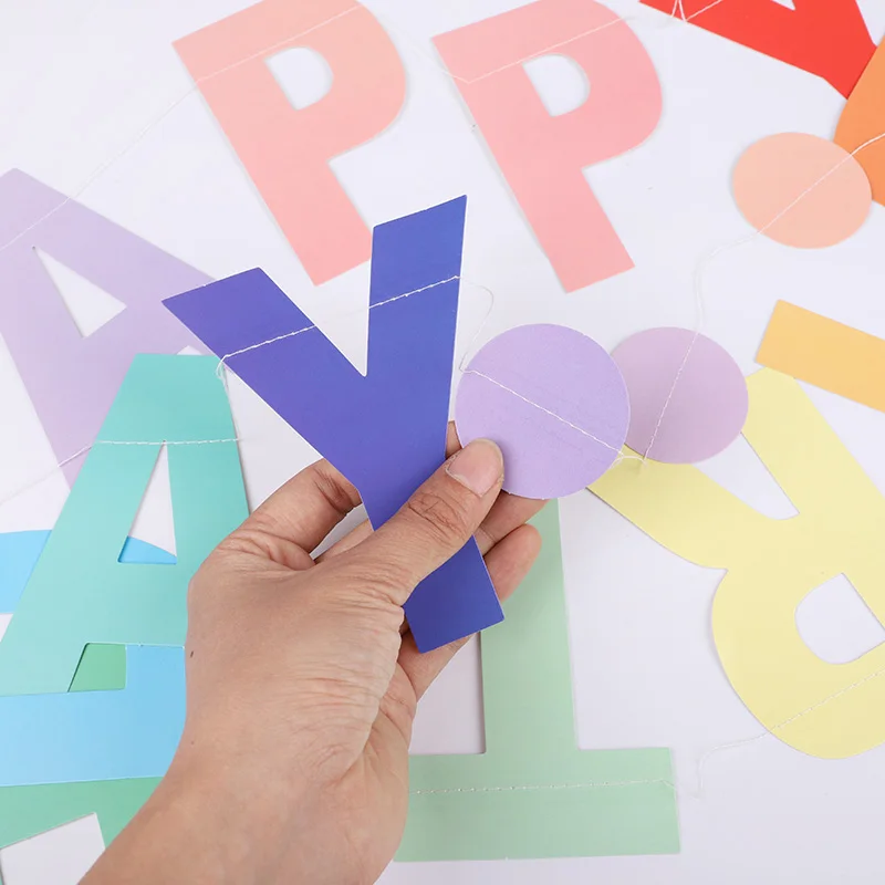 Colorful Happy Birthday Banner Paper Garland Kids Boy Girl Birthday Party Decoration Unicorn Theme Party Hanging Flag Supplies