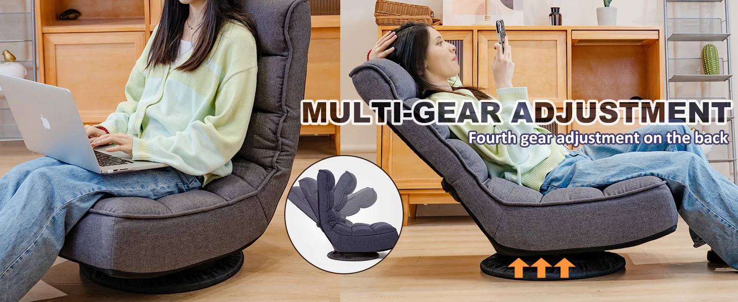 Recliner Chair,Comfy Swivel Chair for Living Room,Adjustable Foam Floor Chair