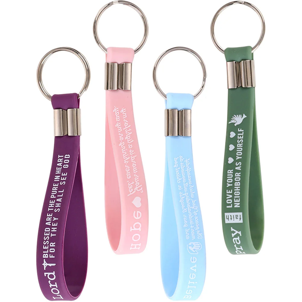 

4 Pcs The Gift Bible Keychain Bag Pendant Scripture Keyring Backpack Keychains for Women Party Favors