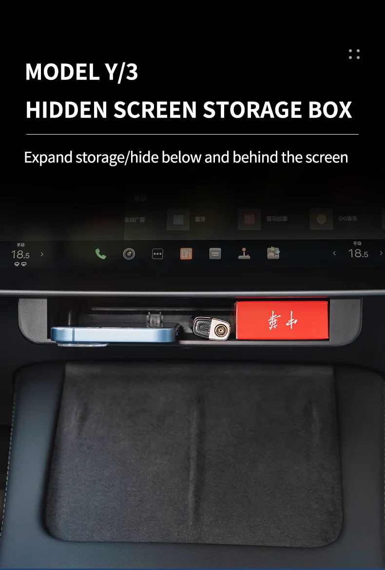 For tesla model 3 /model y 2018-2023 Storage box behind the screen The  central control screen hides the storage box accessories - AliExpress