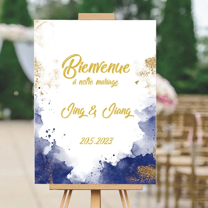 

blue them canvas Customized wedding welcome water sign poster design birthday party kid full moon celebration supplies