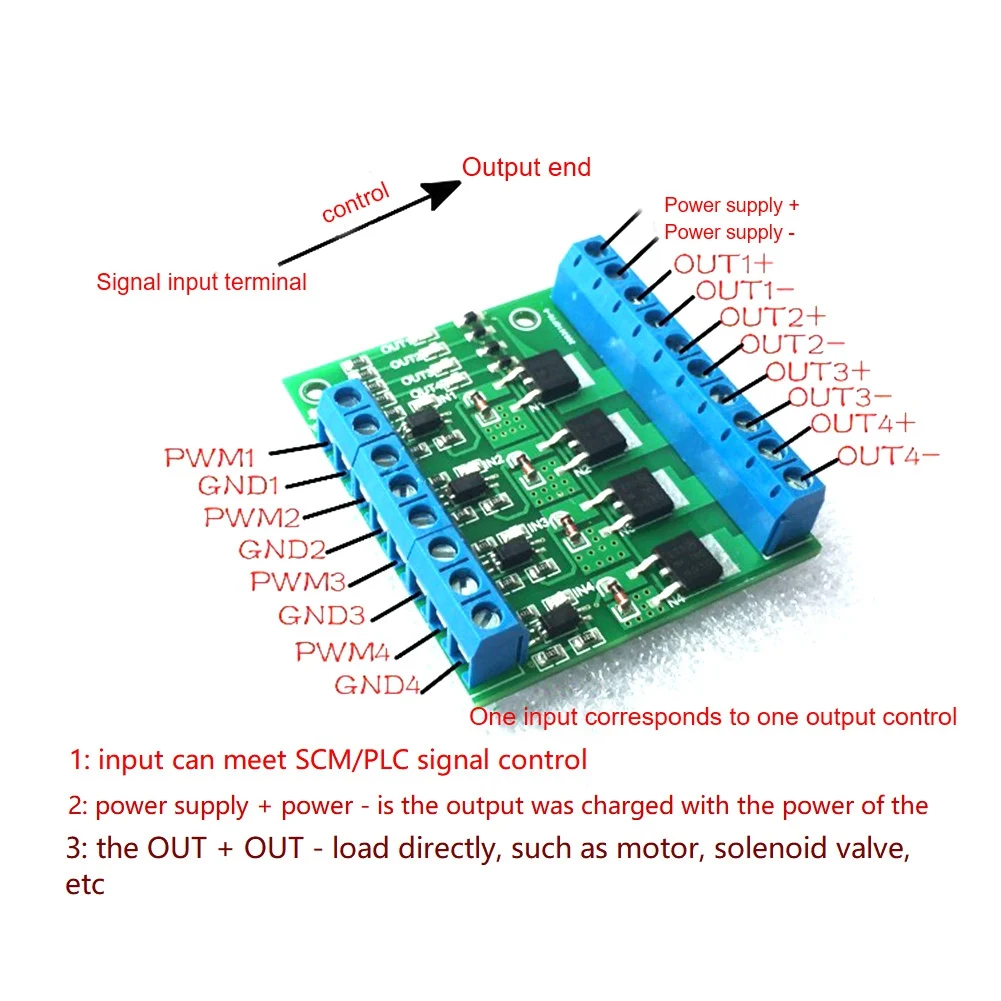 

4 Channel MOS Tube Field Offect Tube Module Amplifier Circuit Board Driver Module Optocoupler Isolation DC Module