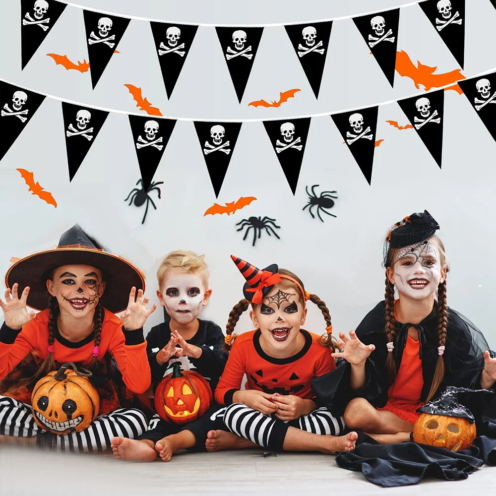 

5 m Halloween Pirate Banners Pirate Theme Party Decoration Pirate Skull Pennant Triangle Flags Halloween Birthday Party Supplies