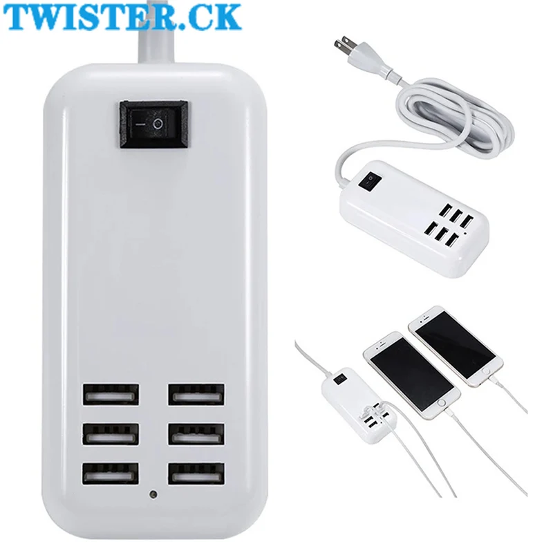 

2024 New 6 In 1 USB Hub 30W Multiport USB Charging Station Hub Adapter USB Splitter For Smart Phones Tablet Laptop