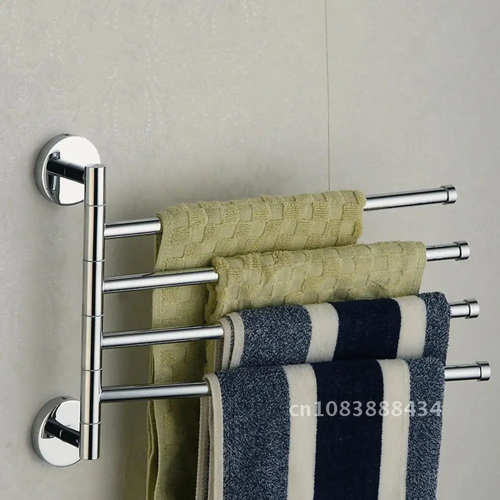 Stainless Steel 4-layer Moveable Rotary Towel Rack Towel Bar Towel Holder Bathroom Kitchen Organizer Storage Rack For Towel