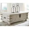 Reclaimed Solid Pine Coffee Table Distressed Finish Whitewash 2 Handles Metal Accents Residential Use Durable Design 350 lbs 3