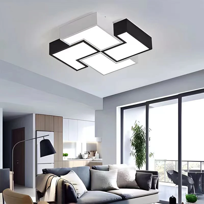 

Minimalist Modern Led Ceiling Light Living Room Bedroom Study Ceiling Lamp Lustre Nordic home deco Black White Square Chandelier